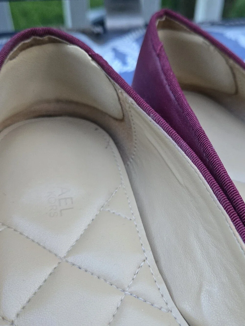 Michael Kors Nori Flex Flat Mulberry/Wine/Dark Red MK Ballet Flats Bow Charm 7.5